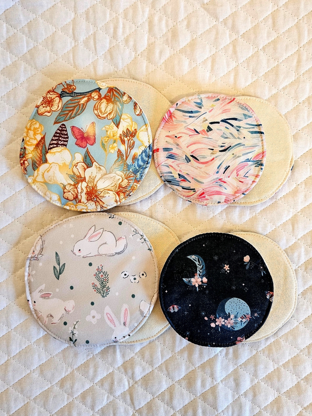 Reusable Nursing Pads - Hemp Cotton Set - 10cm & 12cm - 8 pieces